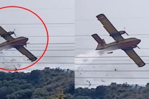 Φωτιά στη Ναυπακτία: Παραλίγο νέα τραγωδία με πτώση Canadair - Προσέκρουσε σε πεύκο (video)