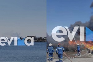 Φωτιά ξέσπασε στη Ριτσώνα - Φλέγεται εργοστάσιο με χημικά (video)