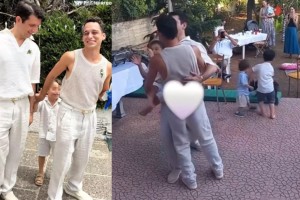 Σε πελάγη ευτυχίας Μιχάλης Οικονόμου και Γιώργος Μακρής: Χόρεψαν αγκαλιά με τον γιο τους στο πάρτι του γάμου τους 