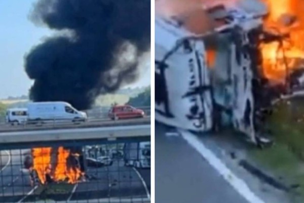 Τροχαίο σοκ: Νταλίκα έπεσε από γέφυρα πάνω σε αυτοκίνητα και εξερράγη - Φόβοι για πολλούς νεκρούς