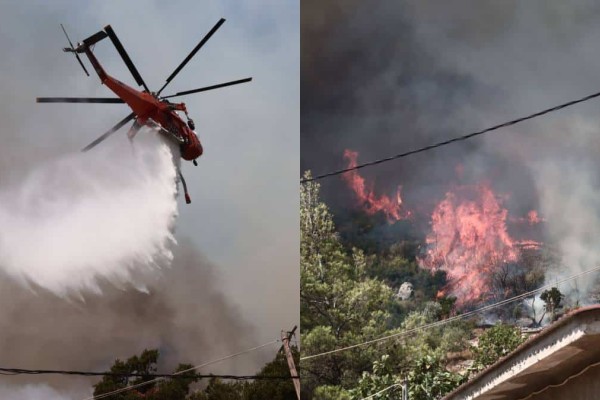 Συγκλονιστικά πλάνα από την Πάρνηθα: Όσα «είδε» το συντονιστικό ελικόπτερο της Πυροσβεστικής - Οι εντολές του χειριστή για την προσέγγιση στις χαράδρες (video)