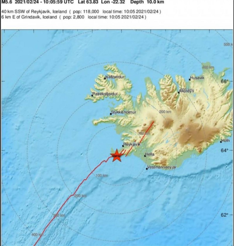 Ισχυρός σεισμός σημειώθηκε στην Ισλανδία.