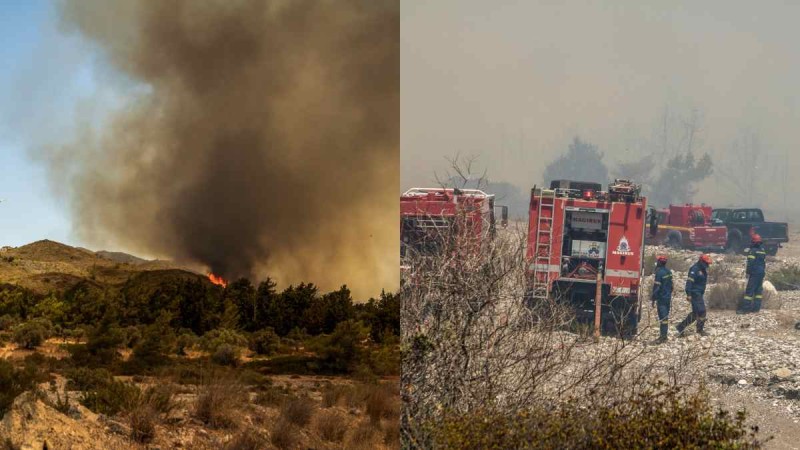 Για 9η ημέρα φλέγεται η Ρόδος – Σκληρή μάχη με τις φωτιές και σε Κέρκυρα, Κάρυστο και Δερβενάκι