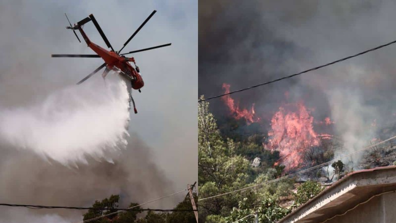 Συγκλονιστικά πλάνα από την Πάρνηθα: Όσα «είδε» το συντονιστικό ελικόπτερο της Πυροσβεστικής - Οι εντολές του χειριστή για την προσέγγιση στις χαράδρες (video)