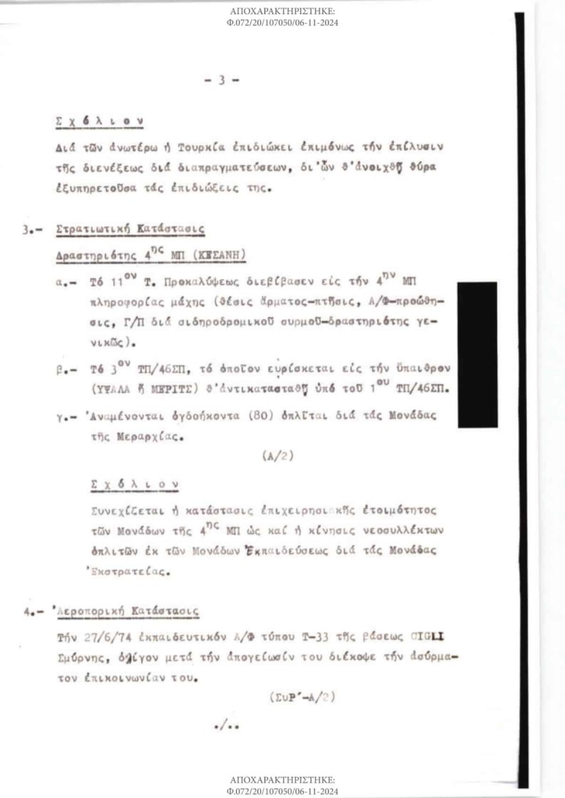 Επεξεργασία: Ντοκουμέντα από την ΕΥΠ για την εισβολή στην Κύπρο